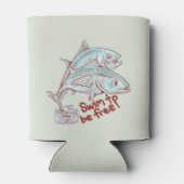 Tonijn Vis ontsnapt aan een blikje Blikjeskoeler (Achterkant)