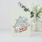 Tonijn Vis ontsnapt aan een blikje Briefkaart (Staand voorkant)