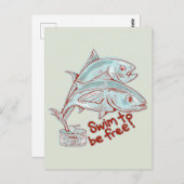 Tonijn Vis ontsnapt aan een blikje Briefkaart (Voorkant / Achterkant)