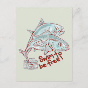 Tonijn Vis ontsnapt aan een blikje Briefkaart