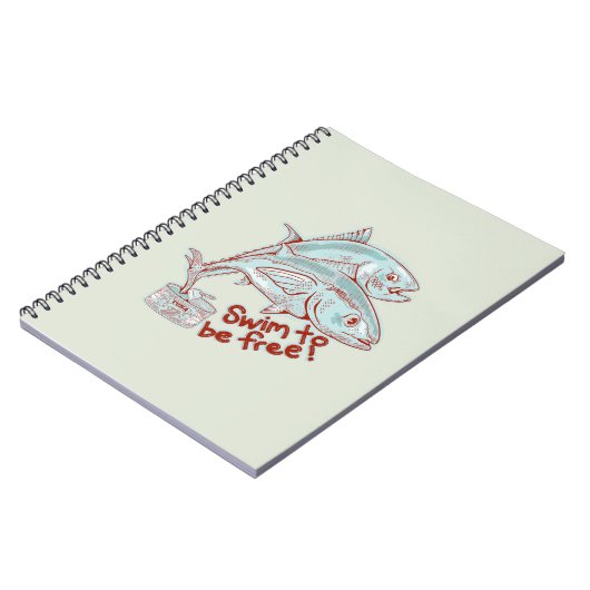 Tonijn Vis ontsnapt aan een blikje Notitieboek (Linkerzijde)