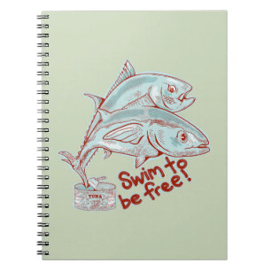 Tonijn Vis ontsnapt aan een blikje Notitieboek