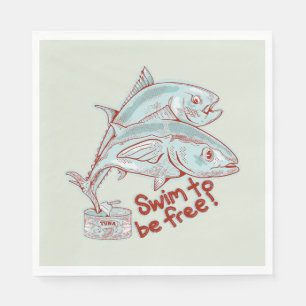 Tonijn Vis ontsnapt aan een blikje Servet