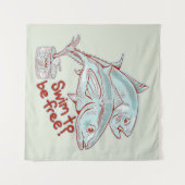 Tonijn Vis ontsnapt aan een blikje Wandkleed (Voorkant (horizontaal))