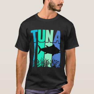 Tonijn Vis Silhouet Oceaan Grafisch Retro T-shirt