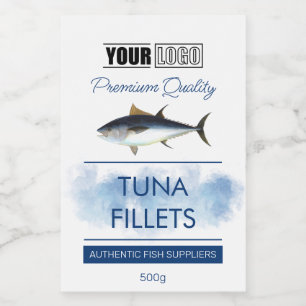 Tonijn Visfilets Productlabel met Logo Voedselcontainer Etiket