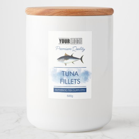 Tonijn Visfilets Productlabel met Logo Voedselcontainer Etiket (Voorkant)
