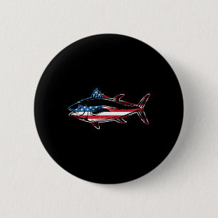 Tonijn Vist Amerikaanse vlag Giant Bluefin Fish Ronde Button 5,7 Cm