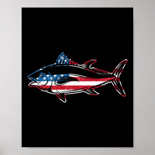 Tonijnvangst Amerikaanse vlag Reuzen Blauwvintonij Poster