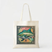 Tonijnvis op postzegel  gestileerd ontwerp tote bag (Voorkant)