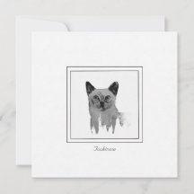 Tonkinese Black and White Illustration Note Card