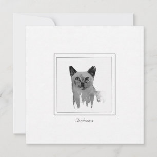 Tonkinese Black and White Illustration Note Card Notitiekaartje