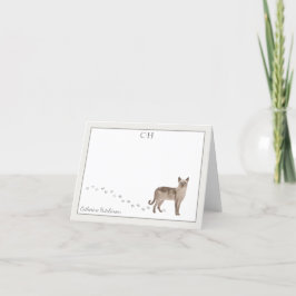 Tonkinese Cat Grey Border Monogram Naam Opmerking  Bedankkaart