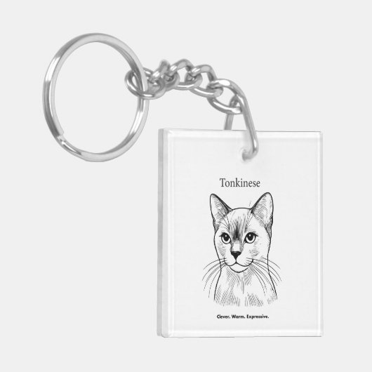 Tonkinese Cat Portrait Sleutelhanger (Voorkant Links)