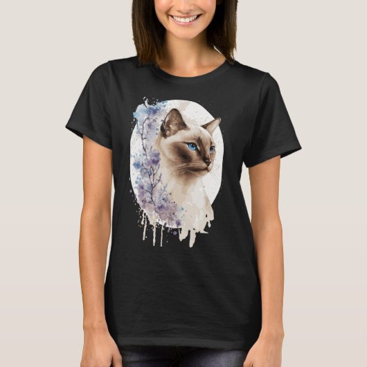 Tonkinese Kat Kersenbloesem Waterverf Sakura Flo T-shirt (Voorkant)