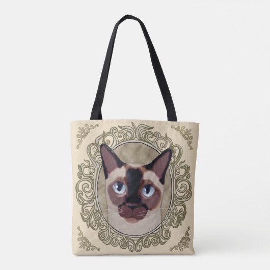 Tonkinese kat over de hele canvas tas (Achterkant)