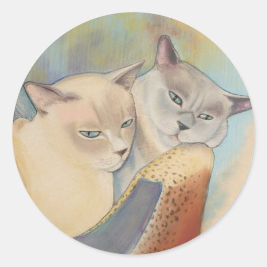 Tonkinese Precious & Romeo Ronde Sticker (Voorkant)