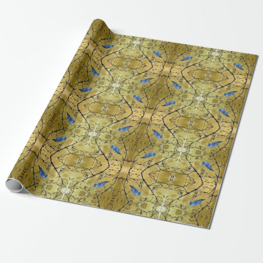 Tonkinson - Bluebird ii gold gift wrap Cadeaupapie Cadeaupapier (Uitgerold)