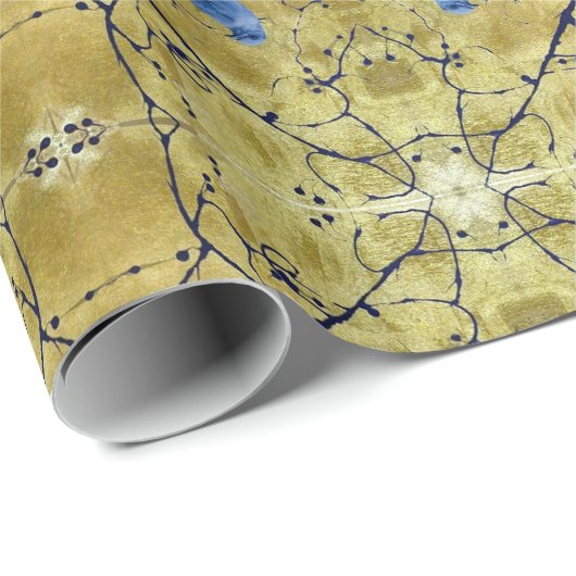 Tonkinson Gold wrappapier - Bluebird ii Cadeaupapier (Rol Hoek)
