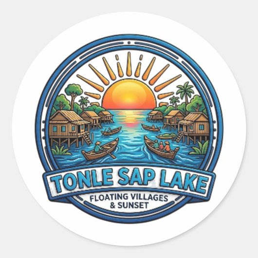 TONLE SAP MEER RONDE STICKER (Voorkant)