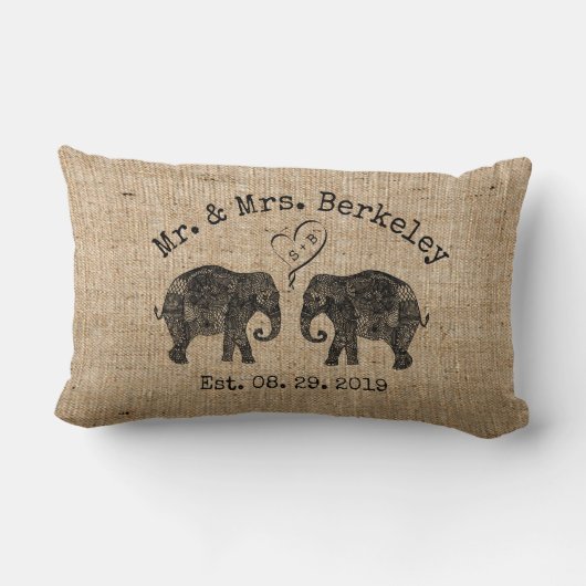 TONNEN LIEFDE | Olifant paar aangepaste bruiloft c Kussen (Achterkant)