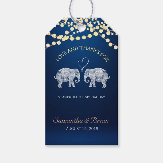 TONNEN VAN LIEFDE/Olifant Nachtverlichting Bruilof Cadeaulabel (Voorkant)