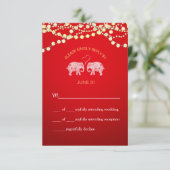 TONNEN VAN LIEFDE/Olifant String Lights Bruiloft R RSVP Kaartje (Staand voorkant)