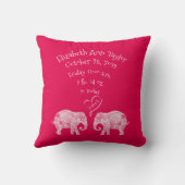 Tons Love Baby Girl Birth Record Stats Elephant Kussen (Achterkant)