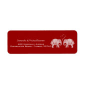 Tons Love Wedding Elephant Couple Crimson Etiket (Voorkant)
