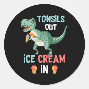Tonsillecto wordt uitgezet op ijs in Dino Dinosaur Ronde Sticker