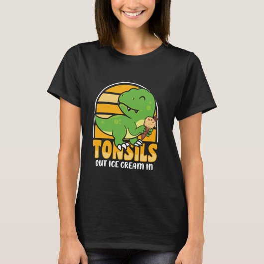 Tonsillectomie T rex dinosaurus Dino tonsillen ver T-shirt (Voorkant)