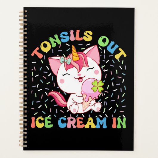 Tonsillen uit, ijs in | eenhoornkat planner (Voorkant)