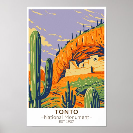 Tonto National Monument Arizona Retro Poster (Voorkant)