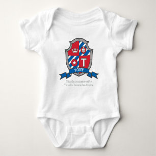 Tony boys T name & betekenend messghts shield Romper