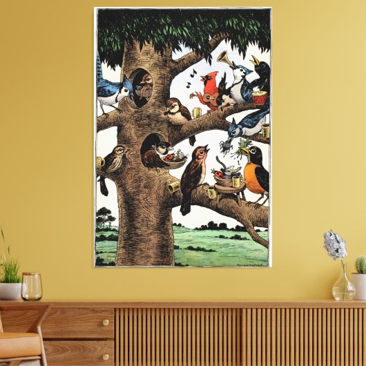 Tony Millionaire Singing Birds Canvas Art Print (Insitu (Woonkamer))