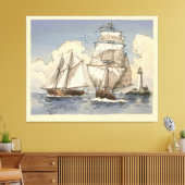 Tony Millionaire Two Ships Poster Canvas Afdruk (Insitu (Woonkamer))