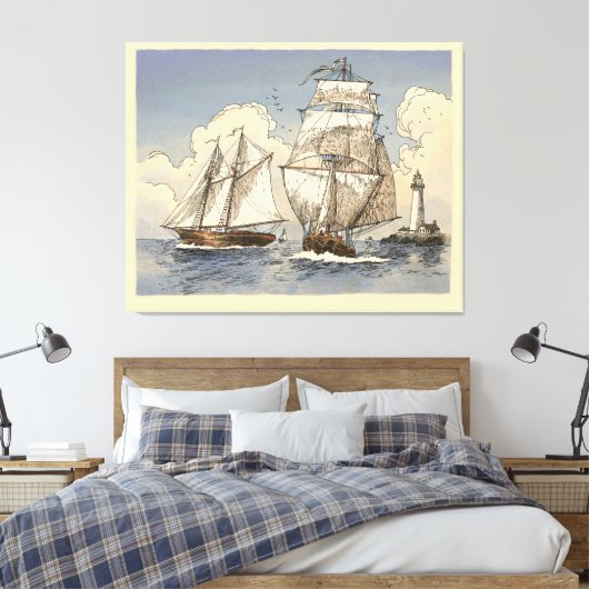 Tony Millionaire Two Ships Poster Canvas Afdruk (Insitu (Slaapkamer))