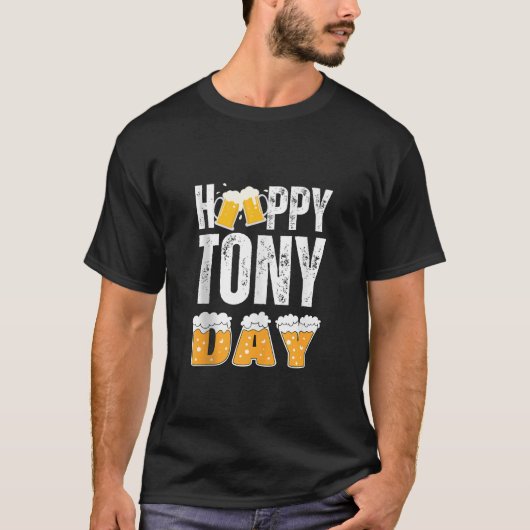 TONY Naam Overeenkomende Verjaardag Bier Grappige T-shirt (Voorkant)