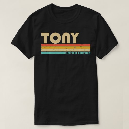 TONY Name Personalized Retro 80s 90s geboorte T-shirt (Design voorkant)