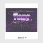 Tony Name Vorname lila retro Sticker Geburtstag (Vel)