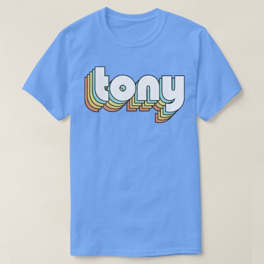 Tony Retro Rainbow Typography Vervaagde stijl T-shirt (Design voorkant)