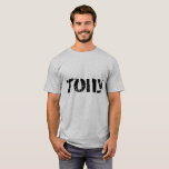 Tony, van Orphan Black, blokletters, stedenstijl T-shirt<br><div class="desc">Tony is een personage uit Orphan Black.letters zijn blokletters in de stad</div>