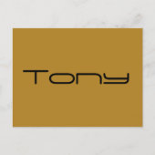 Tony, weeszwart karakter, geometrisch lettertype briefkaart (Voorkant)