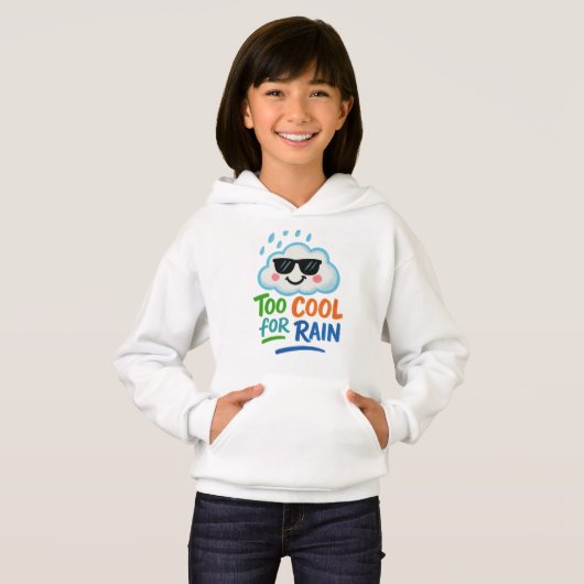 Too Cool for Rain Cute Cloud Kids' Pullover Hoodie (Voorkant volledig)