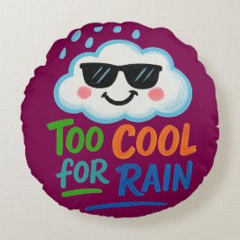 Too Cool for Rain | Cute Cloud Round Throw Pillow Rond Kussen