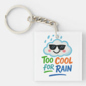Too Cool for Rain | Cute Cloud Square Keychain (voorkant)