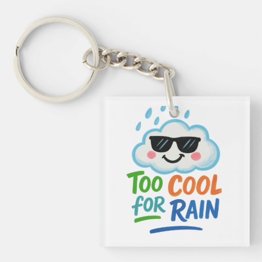 Too Cool for Rain | Cute Cloud Square Keychain (voorkant)