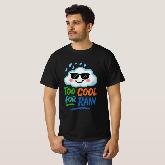 Too Cool for Rain | Fun Cloud Men’s Value T-Shirt (Voorkant volledig)