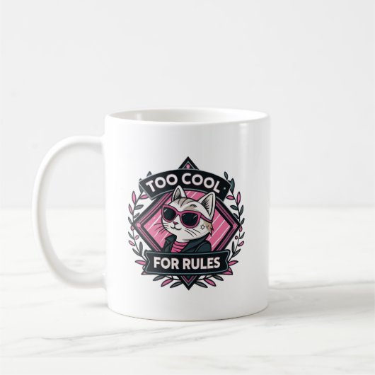 Too Cool For Rules – Modern Streetwear Cat Mug Koffiemok (Links)