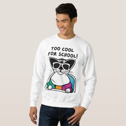 Too Cool for School Cat T-Shirt  (Voorkant volledig)